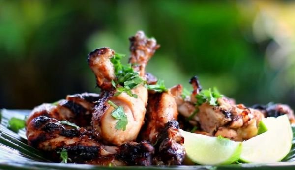 Indian grilled chicken prepared with traditional spices at Tandoori Trails Victoria BC